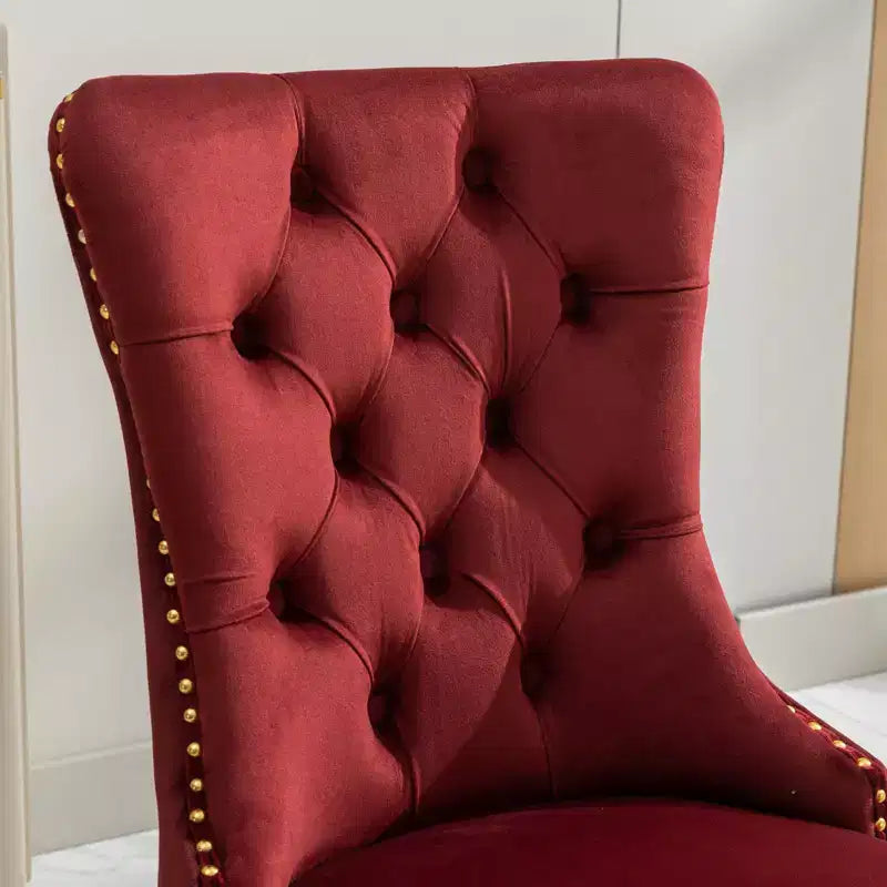 Okak Sedie da Pranzo Moderne Comode Set da 2, Sedie da Cucina con Rivestimento in Velluto Trapuntato, Gambe in Metallo Cromato Inossidabile e Dettaglio Chiodato