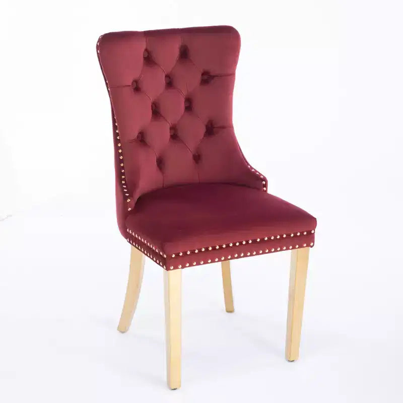 Okak Sedie da Pranzo Moderne Comode Set da 2, Sedie da Cucina con Rivestimento in Velluto Trapuntato, Gambe in Metallo Cromato Inossidabile e Dettaglio Chiodato