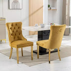 Okak Sedie da Pranzo Moderne Comode Set da 2, Sedie da Cucina con Rivestimento in Velluto Trapuntato, Gambe in Metallo Cromato Inossidabile e Dettaglio Chiodato