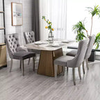 Okak Sedie da Pranzo Moderne Comode Set da 2, Sedie da Cucina con Rivestimento in Velluto Trapuntato, Gambe in Metallo Cromato Inossidabile e Dettaglio Chiodato
