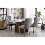 Okak Sedie da Pranzo Moderne Comode Set da 2, Sedie da Cucina con Rivestimento in Velluto Trapuntato, Gambe in Metallo Cromato Inossidabile e Dettaglio Chiodato