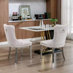 Okak Sedie da Pranzo Moderne Comode Set da 2, Sedie da Cucina con Rivestimento in Velluto Trapuntato, Gambe in Metallo Cromato Inossidabile e Dettaglio Chiodato