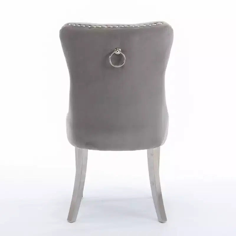 Okak Sedie da Pranzo Moderne Comode Set da 2, Sedie da Cucina con Rivestimento in Velluto Trapuntato, Gambe in Metallo Cromato Inossidabile e Dettaglio Chiodato