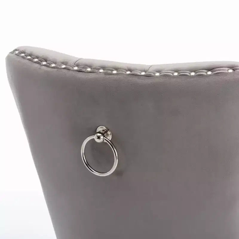 Okak Sedie da Pranzo Moderne Comode Set da 2, Sedie da Cucina con Rivestimento in Velluto Trapuntato, Gambe in Metallo Cromato Inossidabile e Dettaglio Chiodato