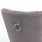 Okak Sedie da Pranzo Moderne Comode Set da 2, Sedie da Cucina con Rivestimento in Velluto Trapuntato, Gambe in Metallo Cromato Inossidabile e Dettaglio Chiodato