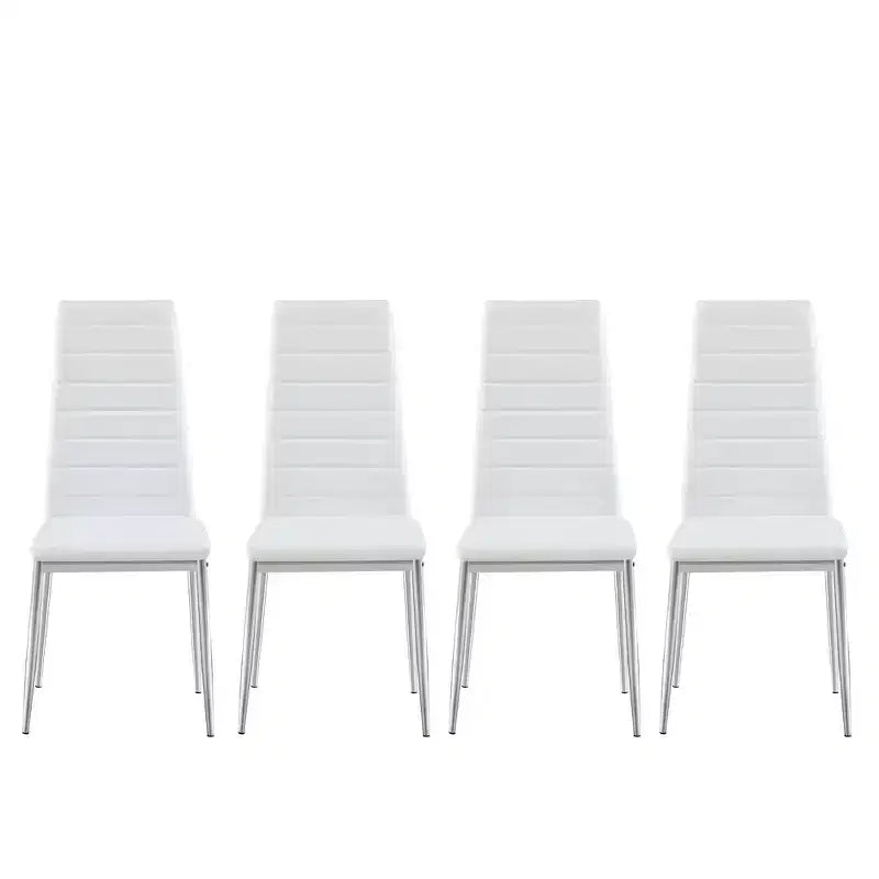 Okak Set di 4 Sedie da Pranzo in Stile Moderno, Comode Sedie Laterali da Cucina con Rivestimento in Pelle PU e Gambe Cromate Argento per Tavolo da Pranzo