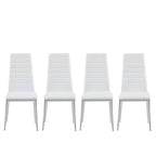 Okak Set di 4 Sedie da Pranzo in Stile Moderno, Comode Sedie Laterali da Cucina con Rivestimento in Pelle PU e Gambe Cromate Argento per Tavolo da Pranzo