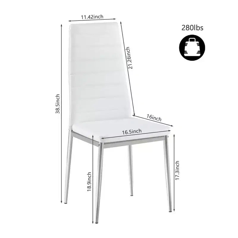 Okak Set di 4 Sedie da Pranzo in Stile Moderno, Comode Sedie Laterali da Cucina con Rivestimento in Pelle PU e Gambe Cromate Argento per Tavolo da Pranzo