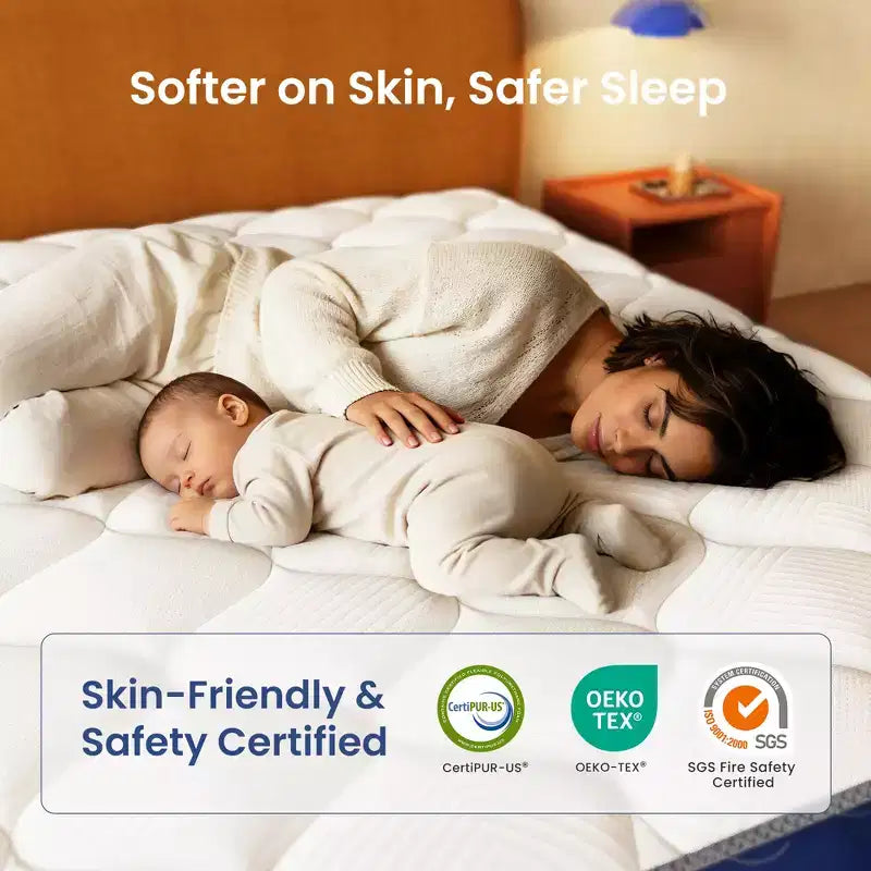 Materasso Ibrido Swedrea a Molle Insacchettate in Gel Memory Foam Rigido Certificato CertiPUR-US, OEKO-TEX, SGS, Bianco