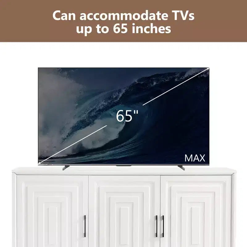 Mobile TV moderno CLIHOME per TV fino a 65 pollici, Consolle mobile da intrattenimento con 2 ampi spazi portaoggetti