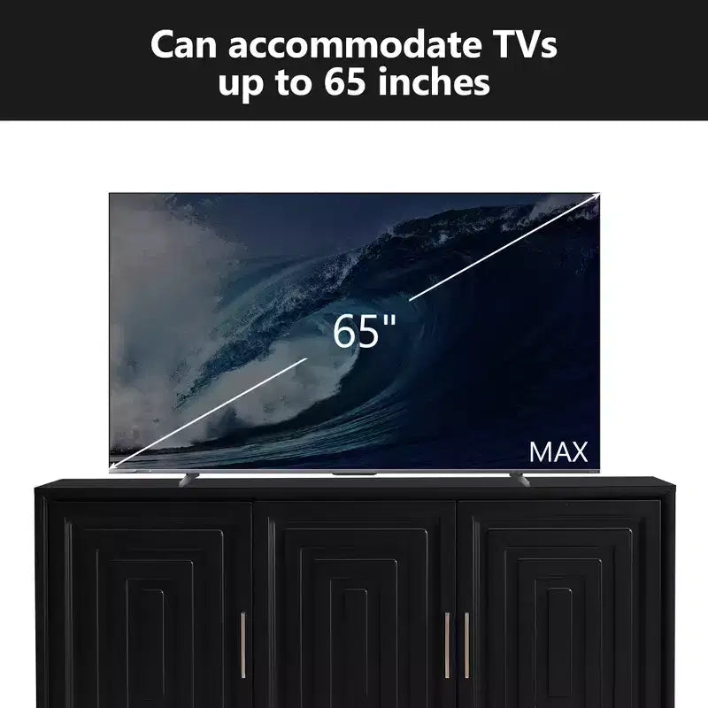 Mobile TV moderno CLIHOME per TV fino a 65 pollici, Consolle mobile da intrattenimento con 2 ampi spazi portaoggetti