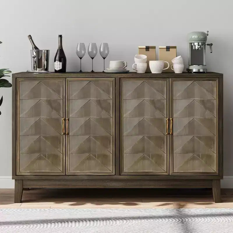 GDFStudio Gragas Vintage 55.12''W Storage Cabinet with 4 Doors and Adjustable Shelves