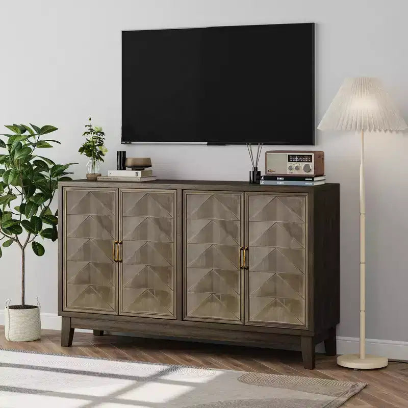 GDFStudio Gragas Madia Contenitore Vintage da 140 cm con 4 Ante e Ripiani Regolabili