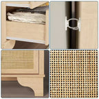 Cassettiera a 7 cassetti, cassettiere e comò moderni in legno di rattan naturale per camera da letto, cassettiera organizer larga con cassetti profondi