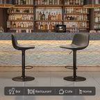 MAYEERTY Sgabelli da bar girevoli regolabili grigi set da 2, in pelle PU moderna con schienale per isola cucina