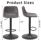 MAYEERTY Sgabelli da bar girevoli regolabili grigi set da 2, in pelle PU moderna con schienale per isola cucina