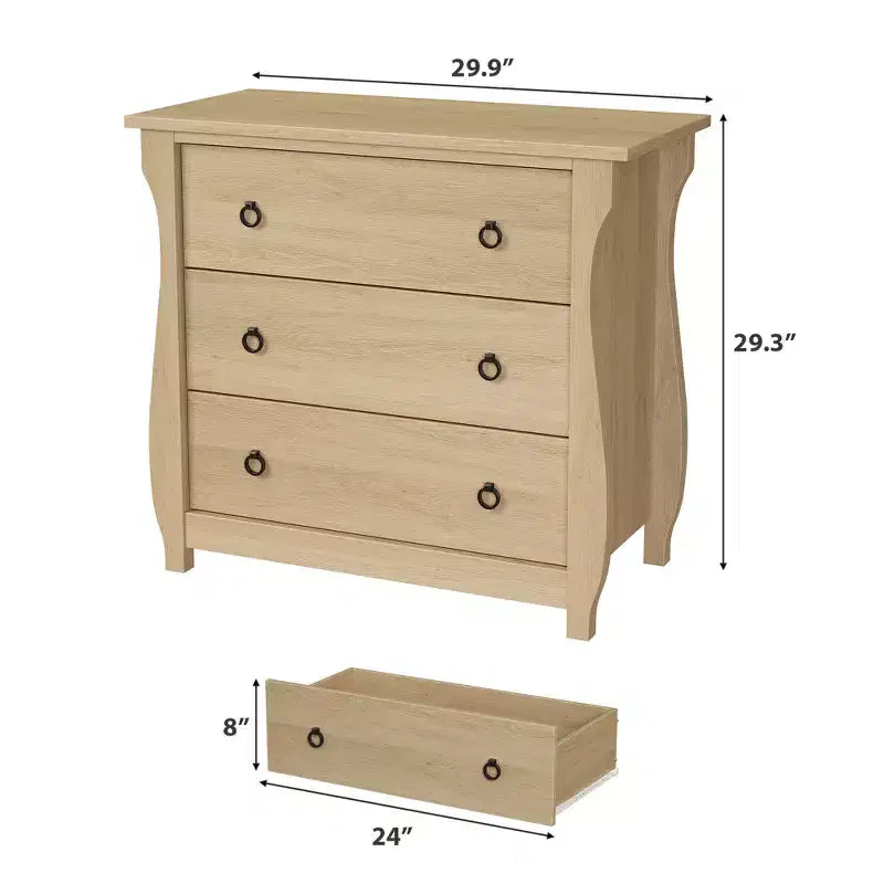 Cassettiera Garvee a 3 cassetti per camera da letto, cassettiera alta 74,4 cm con contenitore indipendente, cassettiera in legno per soggiorno