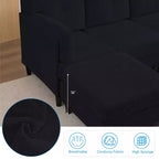 Mjkone Divano componibile a sezione a U in velluto a coste, 4 posti imbottito con pouf mobile