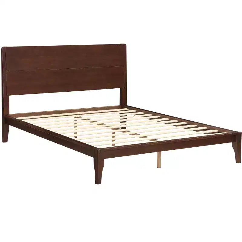Letto a piattaforma in bambù Merax Mid-Century Modern con testiera e supporto in metallo
