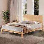 Letto a piattaforma in bambù Merax Mid-Century Modern con testiera e supporto in metallo
