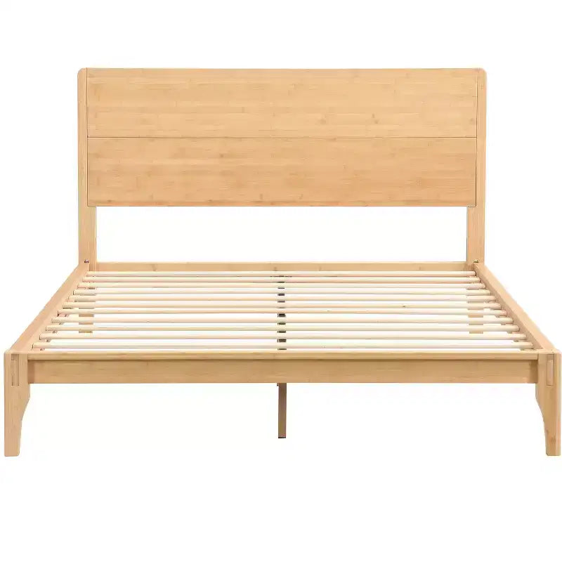 Letto a piattaforma in bambù Merax Mid-Century Modern con testiera e supporto in metallo
