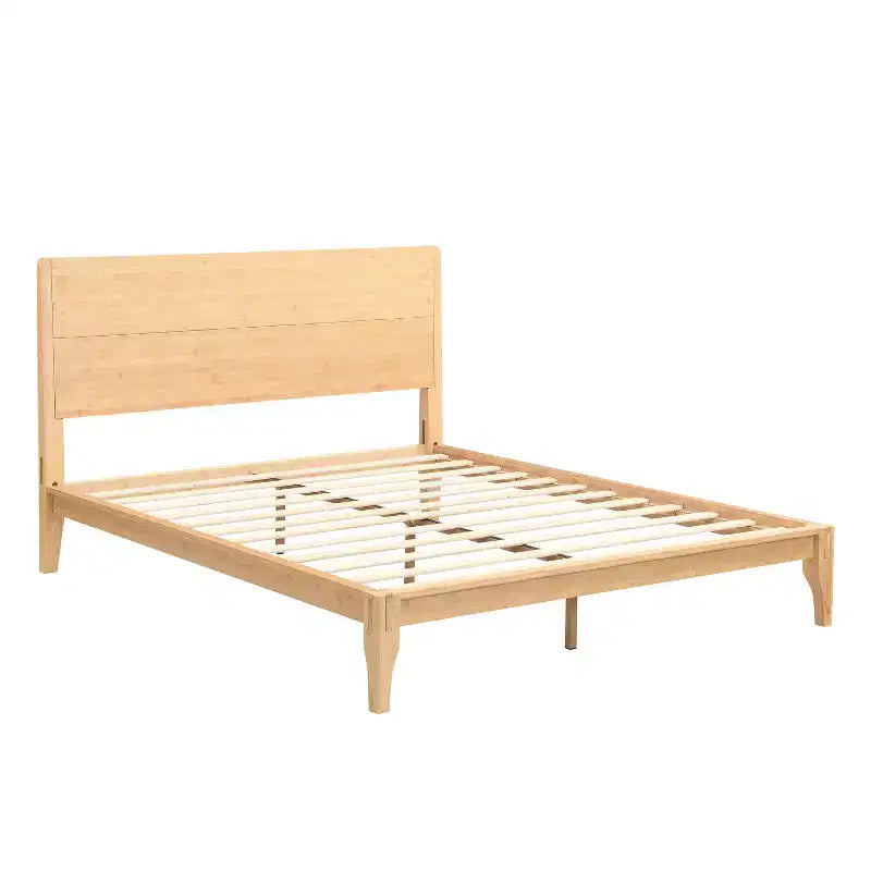 Letto a piattaforma in bambù Merax Mid-Century Modern con testiera e supporto in metallo