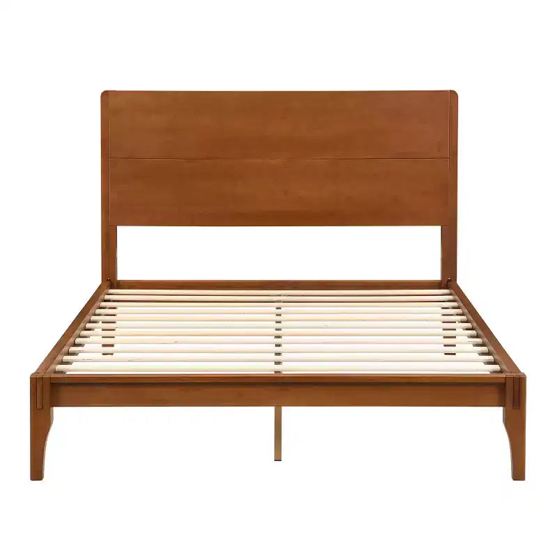 Letto a piattaforma in bambù Merax Mid-Century Modern con testiera e supporto in metallo