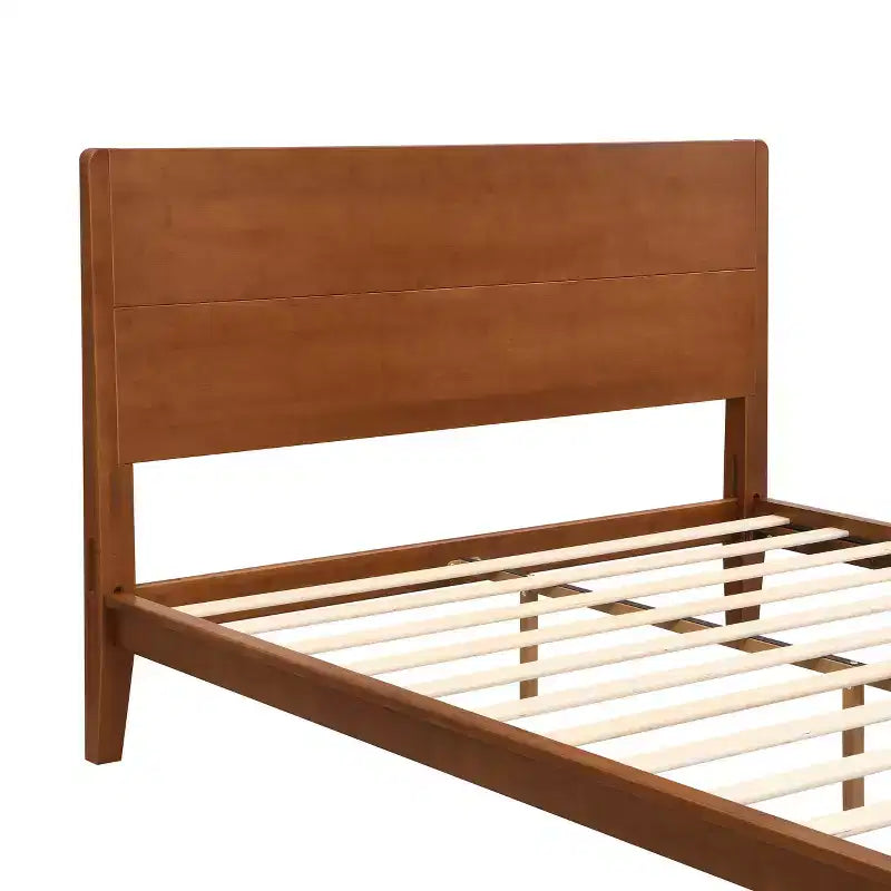Letto a piattaforma in bambù Merax Mid-Century Modern con testiera e supporto in metallo