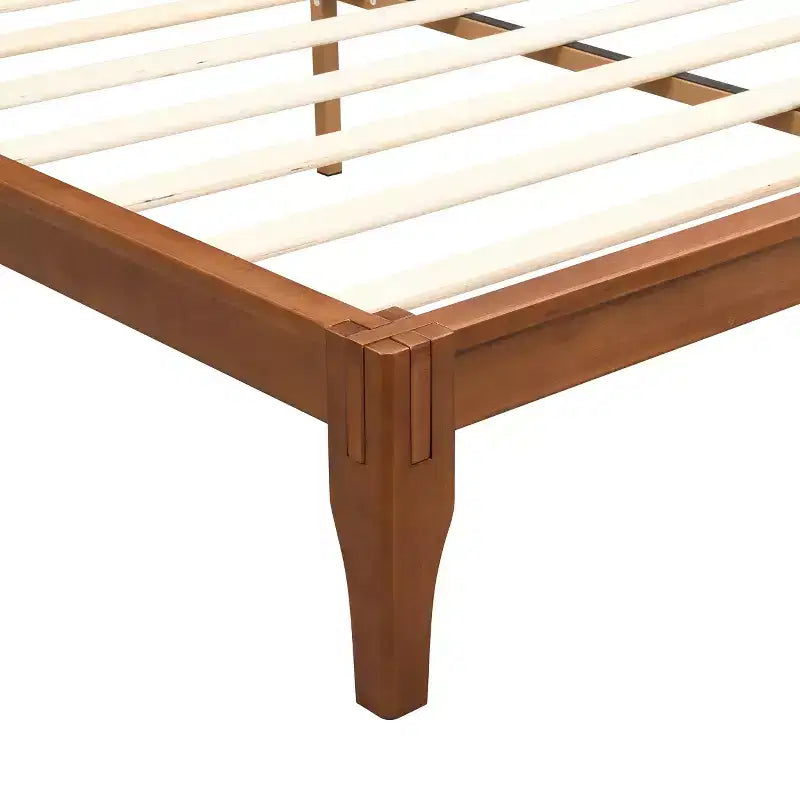 Letto a piattaforma in bambù Merax Mid-Century Modern con testiera e supporto in metallo