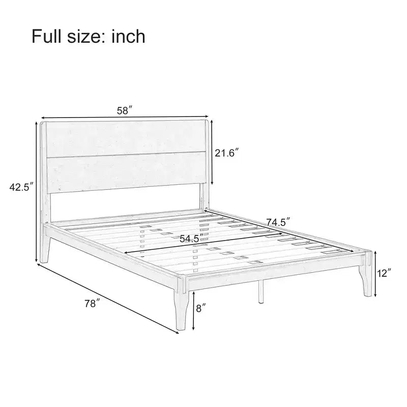Letto a piattaforma in bambù Merax Mid-Century Modern con testiera e supporto in metallo