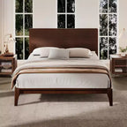 Letto a piattaforma in bambù Merax Mid-Century Modern con testiera e supporto in metallo