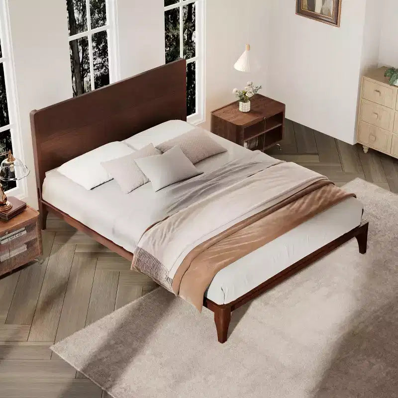 Letto a piattaforma in bambù Merax Mid-Century Modern con testiera e supporto in metallo