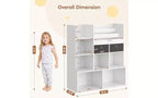 GustoWave Scaffale per Libri per Bambini a 4 Livelli, Organizzatore Porta Giocattoli in Legno, Libreria per Bambini con 10 Scomparti e 2 Cassetti, Mobile Contenitore per Bambini