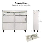 CuisinSmart Scarpiera, Scarpiera a 4 Ante a Ribalta con Cassetti e Ripiani Regolabili, Scarpiera Indipendente per Soggiorno, Ingresso