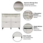 CuisinSmart Scarpiera, Scarpiera a 4 Ante a Ribalta con Cassetti e Ripiani Regolabili, Scarpiera Indipendente per Soggiorno, Ingresso