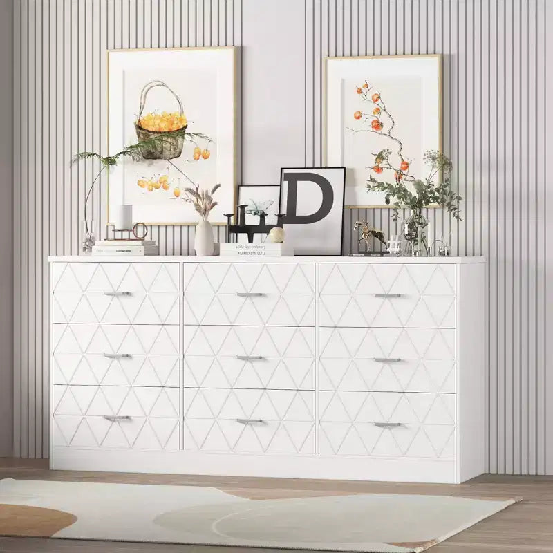 Modern 9-Drawer Dresser with Built-In Power Outlet, Large Storage Chest for Bedroom, Closet, Living Room, or Hallway