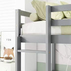 MAYEERTY Letto a soppalco singolo in legno con letto a scomparsa, scrivania integrata, mobile contenitore con 2 cassetti, sponde di protezione, grigio