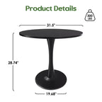 31,5 Tavolo Rotondo da Pranzo Tulipano per 2-4 Persone, Piano in Legno con Base a Piedistallo in Metallo
