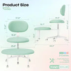 Pinmoco Sedia Ergonomica Incrociata con Ruote, Sedia da Ufficio Senza Braccioli per Piccoli Spazi, Supporto Lombare Potenziato, Altezza Regolabile