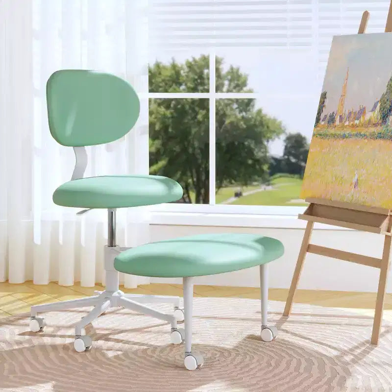Pinmoco Sedia Ergonomica Incrociata con Ruote, Sedia da Ufficio Senza Braccioli per Piccoli Spazi, Supporto Lombare Potenziato, Altezza Regolabile