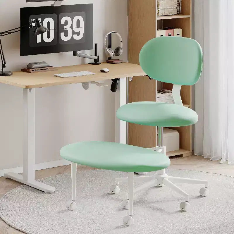 Pinmoco Sedia Ergonomica Incrociata con Ruote, Sedia da Ufficio Senza Braccioli per Piccoli Spazi, Supporto Lombare Potenziato, Altezza Regolabile