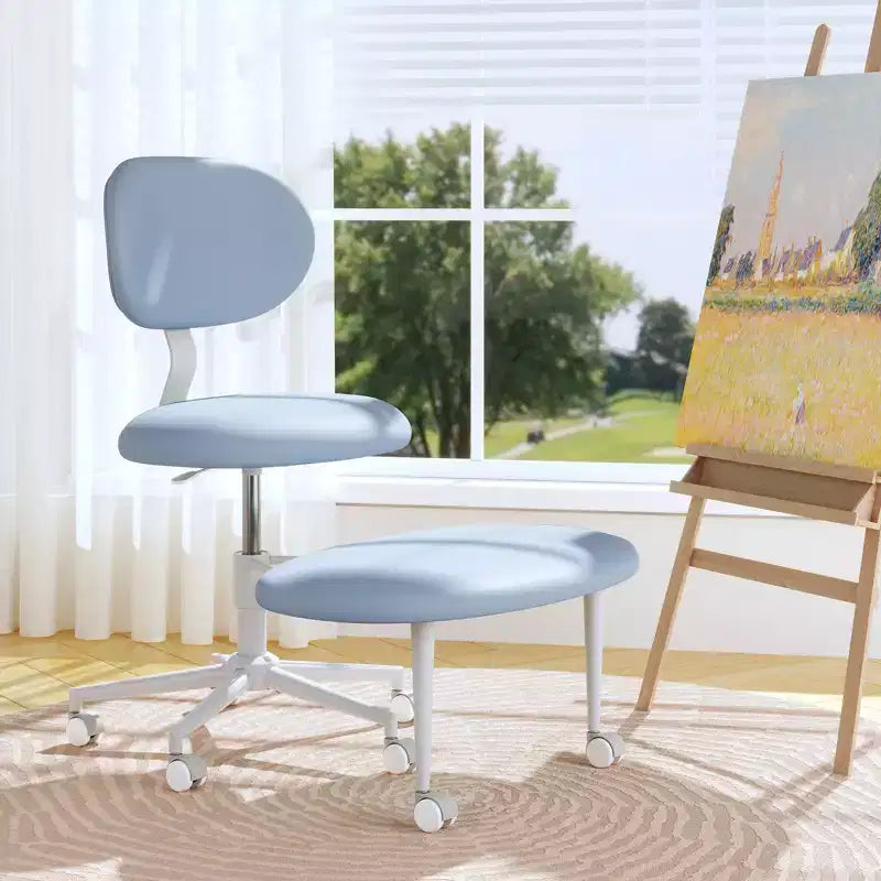 Pinmoco Sedia Ergonomica Incrociata con Ruote, Sedia da Ufficio Senza Braccioli per Piccoli Spazi, Supporto Lombare Potenziato, Altezza Regolabile