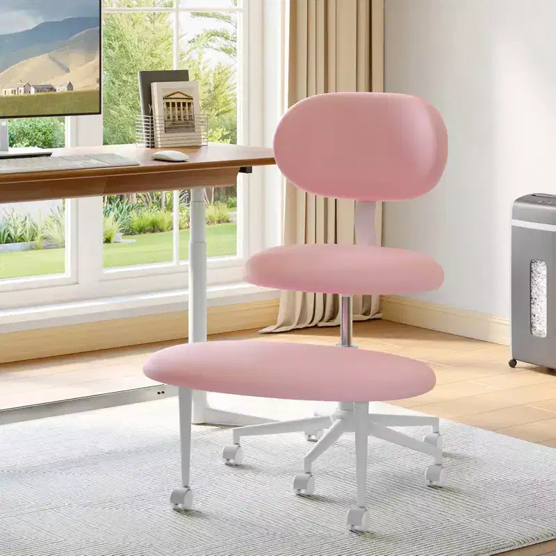 Pinmoco Sedia Ergonomica Incrociata con Ruote, Sedia da Ufficio Senza Braccioli per Piccoli Spazi, Supporto Lombare Potenziato, Altezza Regolabile