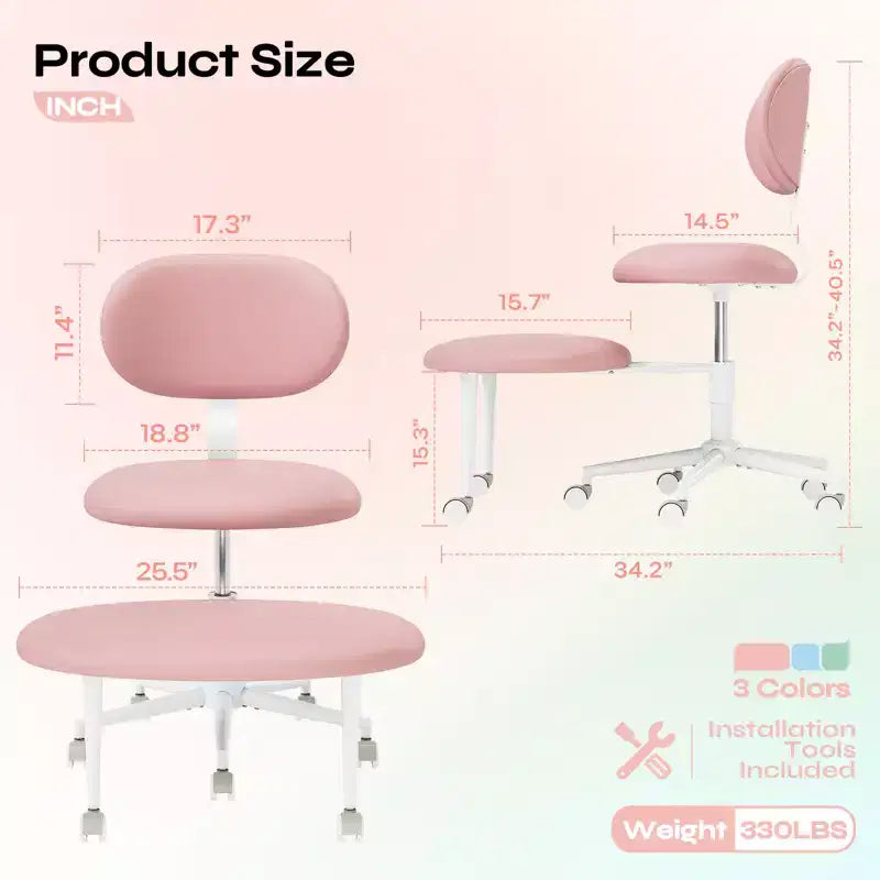 Pinmoco Sedia Ergonomica Incrociata con Ruote, Sedia da Ufficio Senza Braccioli per Piccoli Spazi, Supporto Lombare Potenziato, Altezza Regolabile