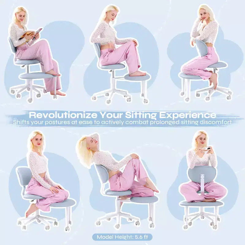 Pinmoco Sedia Ergonomica Incrociata con Ruote, Sedia da Ufficio Senza Braccioli per Piccoli Spazi, Supporto Lombare Potenziato, Altezza Regolabile