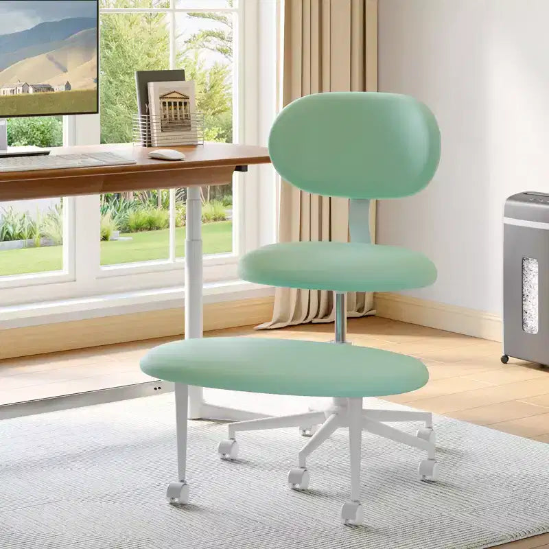 Pinmoco Sedia Ergonomica Incrociata con Ruote, Sedia da Ufficio Senza Braccioli per Piccoli Spazi, Supporto Lombare Potenziato, Altezza Regolabile