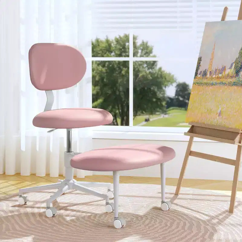 Pinmoco Sedia Ergonomica Incrociata con Ruote, Sedia da Ufficio Senza Braccioli per Piccoli Spazi, Supporto Lombare Potenziato, Altezza Regolabile
