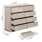 Cassettiera a 8 cassetti per camera da letto, Comò con cassetti profondi, Cassettiera doppia grande per armadio con piano largo, Cassettiera orizzontale in legno per soggiorno