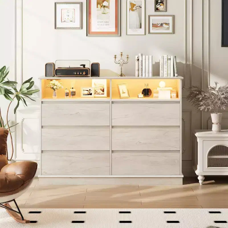 Cassettiera a 8 cassetti per camera da letto, Comò con cassetti profondi, Cassettiera doppia grande per armadio con piano largo, Cassettiera orizzontale in legno per soggiorno
