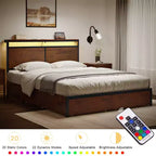 Hausource - Struttura letto imbottita con testiera a LED, cassetti portaoggetti e porte USB, nessuna molla richiesta